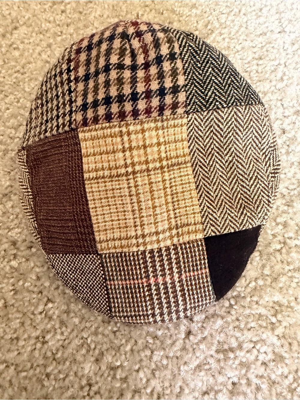 Patchwork Tweed Kids Flat Cap - Brown & Tan
